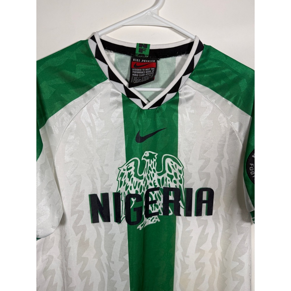 Vintage Nike Premier Nigeria Soccer Jersey Mens Large White Green 90s Football